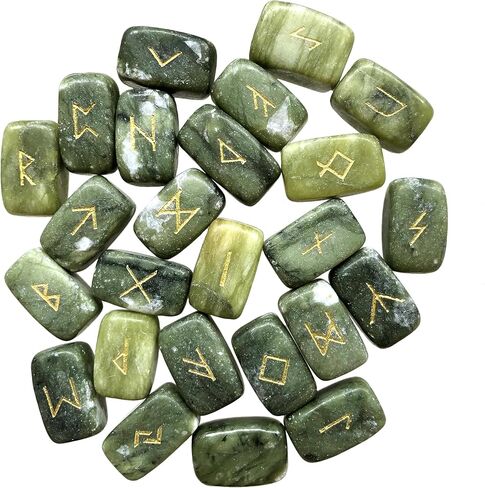 Natural Amethyst Rune Stones Set, Engraved Elder futhark Viking Alphabet Runes Gemstone Chakra Balancing Reiki Healing Spiritual Metaphysical, 25Pcs in Kuwait