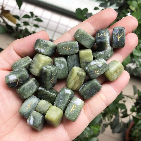 Natural Amethyst Rune Stones Set, Engraved Elder futhark Viking Alphabet Runes Gemstone Chakra Balancing Reiki Healing Spiritual Metaphysical, 25Pcs in Kuwait