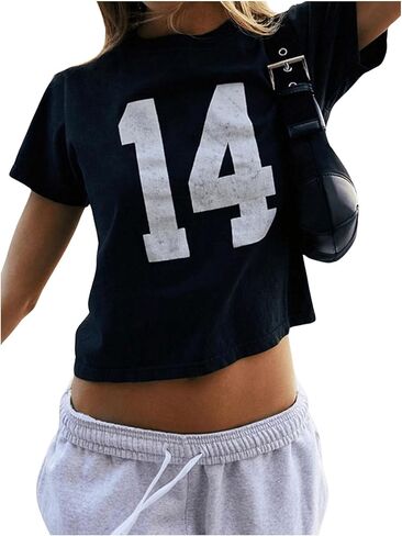 SOLY HUX Girl's Number Graphic Tees Short Sleeve Crew Neck Y2k Tops Jersey Shirts in Saudi Arabia