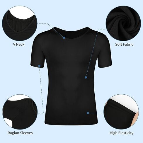 MISS MOLY Men's Sweatproof Undershirt V Neck Sweat Proof Shirt with Underarm Sweat Pads Moisture Wicking T-Shirt in Saudi Arabia