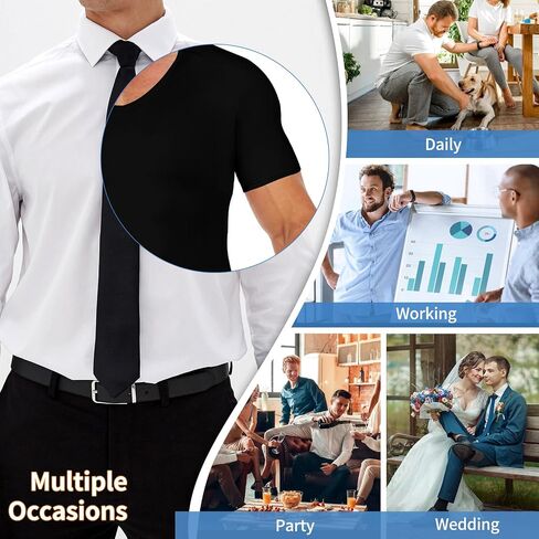 MISS MOLY Men's Sweatproof Undershirt V Neck Sweat Proof Shirt with Underarm Sweat Pads Moisture Wicking T-Shirt in Saudi Arabia