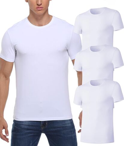 CF MENMIRTS LINDERSHIRTS BAMBOO RAYON MOISTURE WICHING TIRTS Short Sleeve Crewneck Tees for Men Slim Fit Thirts 3 أو 5 Pack in Kuwait