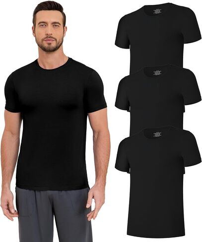 CF MENMIRTS LINDERSHIRTS BAMBOO RAYON MOISTURE WICHING TIRTS Short Sleeve Crewneck Tees for Men Slim Fit Thirts 3 أو 5 Pack in Kuwait