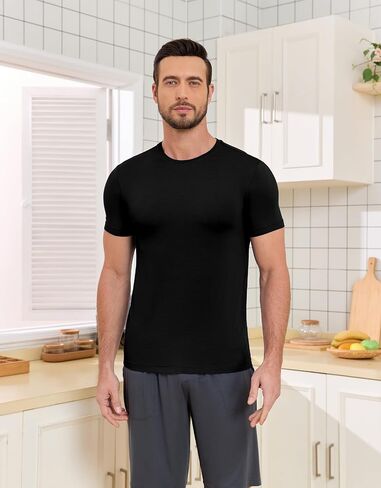 CF MENMIRTS LINDERSHIRTS BAMBOO RAYON MOISTURE WICHING TIRTS Short Sleeve Crewneck Tees for Men Slim Fit Thirts 3 أو 5 Pack in Kuwait