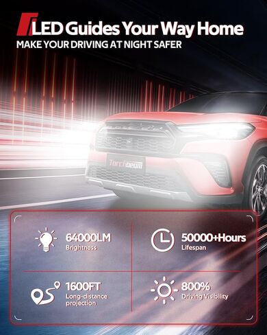 Torchbeam 𝐇𝟏𝟏 𝟗𝟎𝟎𝟓 Bulbs Cambo 6500K Cool White 64000LM 𝟗𝟎𝟎𝟓/𝐇𝗕𝟯 𝐇𝟏𝟏/𝐇𝟖/𝐇𝟗 Fog Light Easy Install 3 Mins 50000Hrs Plug-N-Play Pack of 4 in Saudi Arabia