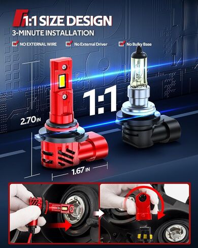 Torchbeam 𝐇𝟏𝟏 𝟗𝟎𝟎𝟓 Bulbs Cambo 6500K Cool White 64000LM 𝟗𝟎𝟎𝟓/𝐇𝗕𝟯 𝐇𝟏𝟏/𝐇𝟖/𝐇𝟗 Fog Light Easy Install 3 Mins 50000Hrs Plug-N-Play Pack of 4 in Saudi Arabia