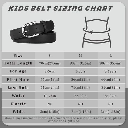 WELROG Kids Belts for Boys and Girls PU Leather Belt for School Uniform Casual Jeans Age 6-10 Years in Saudi Arabia