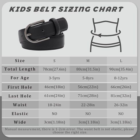 أحزمة Welrog Kids للأولاد والبنات بو حزام الجلود للزي المدرسي الجينز غير الرسمي من 6 إلى 10 سنوات in Kuwait