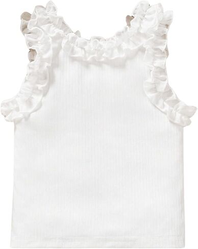 GORGLITTER Girl's Sleeveless Tees Crop Tops Round Neck Ribbed Knit Cute Tank Top in Saudi Arabia