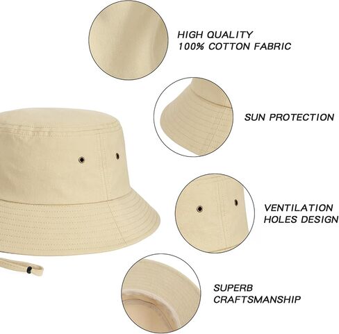 BOTVELA Men Cotton Bucket Hats Foldable Outdoor Sun Hat Unisex Flat Top Caps in Kuwait