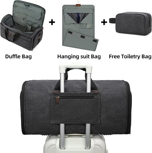 Garment Duffle Bag Garment Bag Duffle Bag Combo for Travel Convertible Carry on Bag with Detachable Suit Travel Bags for Men Bussiness (Canvas, Black) in Saudi Arabia