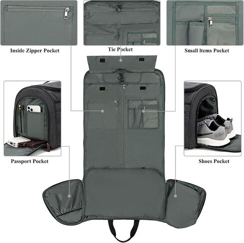 Garment Duffle Bag Garment Bag Duffle Bag Combo for Travel Convertible Carry on Bag with Detachable Suit Travel Bags for Men Bussiness (Canvas, Black) in Saudi Arabia