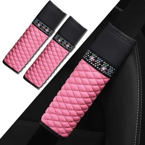2PCS Car Seat Belt Cover, Breathable Leather Shoulder Pads Protect Your Neck, Harness Pads Strap for a More Comfortable Driving, Car Accessories Compatible for Women Girls (Pink) in Saudi Arabia
