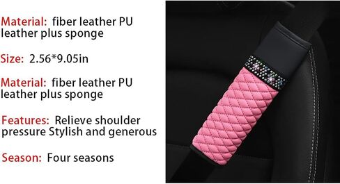 2PCS Car Seat Belt Cover, Breathable Leather Shoulder Pads Protect Your Neck, Harness Pads Strap for a More Comfortable Driving, Car Accessories Compatible for Women Girls (Pink) in Saudi Arabia