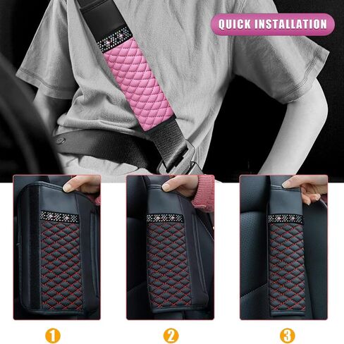 2PCS Car Seat Belt Cover, Breathable Leather Shoulder Pads Protect Your Neck, Harness Pads Strap for a More Comfortable Driving, Car Accessories Compatible for Women Girls (Pink) in Saudi Arabia