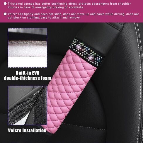 2PCS Car Seat Belt Cover, Breathable Leather Shoulder Pads Protect Your Neck, Harness Pads Strap for a More Comfortable Driving, Car Accessories Compatible for Women Girls (Pink) in Saudi Arabia