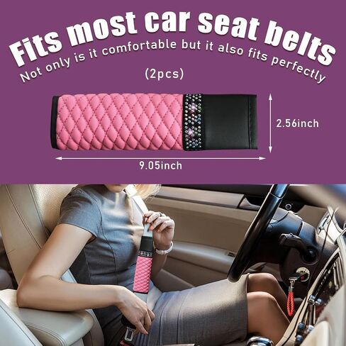2PCS Car Seat Belt Cover, Breathable Leather Shoulder Pads Protect Your Neck, Harness Pads Strap for a More Comfortable Driving, Car Accessories Compatible for Women Girls (Pink) in Saudi Arabia