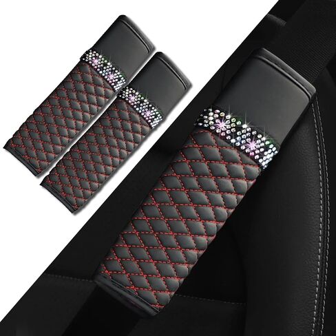 2PCS Car Seat Belt Cover, Breathable Leather Shoulder Pads Protect Your Neck, Harness Pads Strap for a More Comfortable Driving, Car Accessories Compatible for Women Girls (Pink) in Saudi Arabia