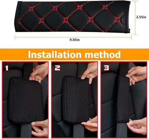 2PCS Car Seat Belt Cover, Breathable Leather Automotive Safety Seatbelt Shoulder Strap Protector, Soft Harness Pad to Protect Neck Shoulder, Universal Vehicle Interior Accessories (Red) in Kuwait