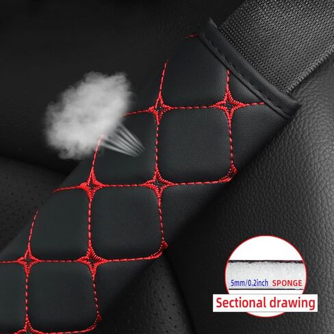 2PCS Car Seat Belt Cover, Breathable Leather Automotive Safety Seatbelt Shoulder Strap Protector, Soft Harness Pad to Protect Neck Shoulder, Universal Vehicle Interior Accessories (Red) in Kuwait