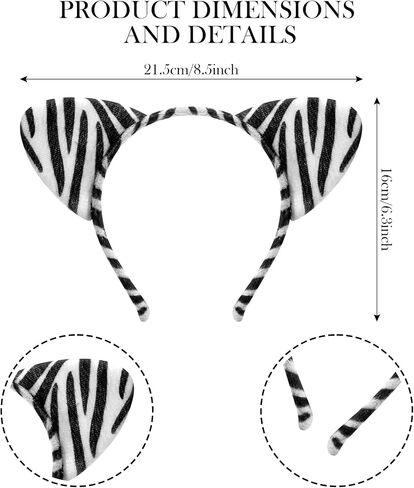 Cindeer 3 Pcs Halloween Ear Costume Headband Zoo Jungle Safari Plush Ear Hair Hoop for Halloween Adult Animal Cosplay Party in Saudi Arabia
