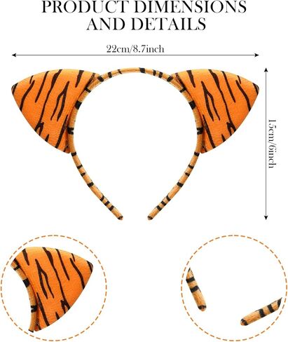 Cindeer 3 Pcs Halloween Ear Costume Headband Zoo Jungle Safari Plush Ear Hair Hoop for Halloween Adult Animal Cosplay Party in Saudi Arabia