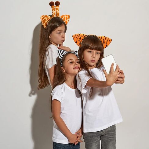 Cindeer 3 Pcs Halloween Ear Costume Headband Zoo Jungle Safari Plush Ear Hair Hoop for Halloween Adult Animal Cosplay Party in Saudi Arabia