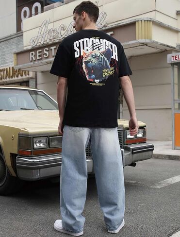 بنطلون جينز فضفاض للرجال ساق الهيب هوب جينز فضفاضة سروال جينز y2k streetwear in Kuwait