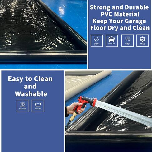 Inflatable Car Wash Mat 9.7' x 19.5' Containment PVC Garage Floor Mat Non-Slip Heavy Duty Waterproof Protection from Water, Snow, Rain, Mud and Oil Black for Cars in Saudi Arabia