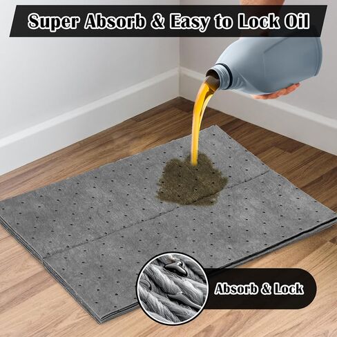 80 Pcs Oil Absorbent Pads, 9.8×13 Inch High Absorbency Absorbent Mats, Water Absorbent Mat, Weight Dimpled Pad, Oil Spill Mat for Absorbing Automotive Garage Workshop Tools Spills in Saudi Arabia