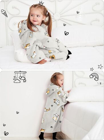 KFUBUO Wearable Blanket Hoodie for Kids Toddlers Sherpa Blanket Sweatshirt With Pocket Cute Hoodies 2-6 Year Old Girl Birthday Gifts Cat in Saudi Arabia