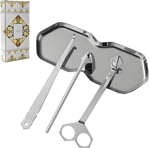 Premium 4 in 1 Candle Accessory Set - Candle Wick Trimmer, Snuffer, Wick Dipper and Tray, Care Kit for Candle Lover, Perfectly Trimmed Wicks (Gold) in Saudi Arabia