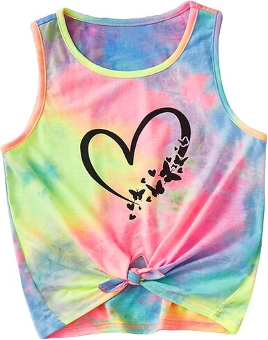 Soly Hux Girl's Summer Tank Tops Tie Dye Graphic Printless Tshirt Holiday Vest in Saudi Arabia