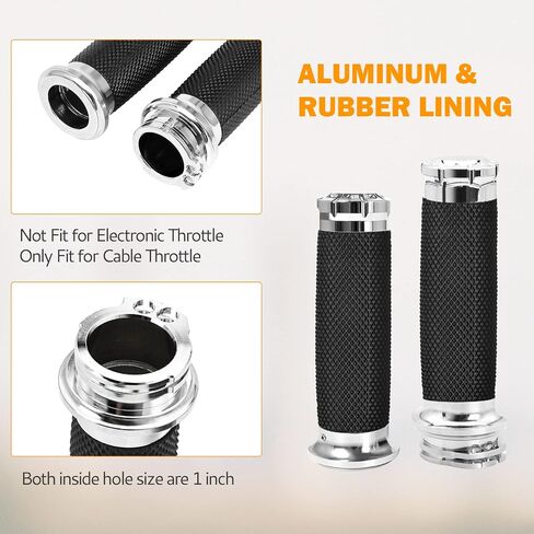 PBYMT 1" Hand Grips Handlebar Handgrips Black Compatible for Harley Honda Yamaha Suzuki Kawasaki. in Saudi Arabia