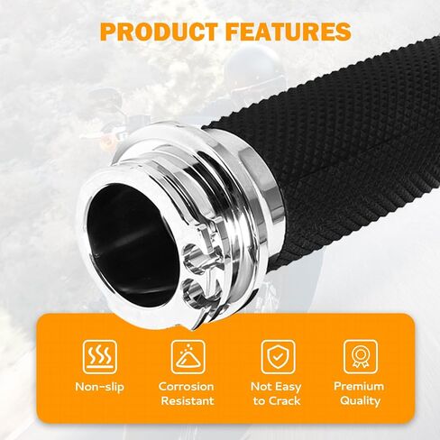 PBYMT 1" Hand Grips Handlebar Handgrips Black Compatible for Harley Honda Yamaha Suzuki Kawasaki. in Saudi Arabia