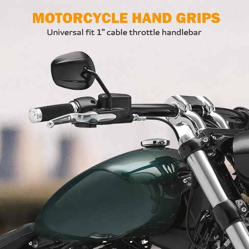 PBYMT 1" Hand Grips Handlebar Handgrips Black Compatible for Harley Honda Yamaha Suzuki Kawasaki. in Saudi Arabia
