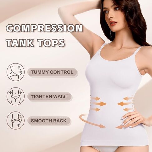 Compression Tank Tops for Women Tummy Control Shapewear Camisole Seamless Body Shaper Cami in Kuwait