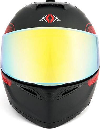 Orthrus Modular LED خوذة دراجة نارية كاملة - DOT معتمدة من Flip -Up Dual Visor Sun Shield & Bluetooth جاهزة للبالغين الرجال - الدراجة الشارع/موتوكروس (Dobermann Red ، L) in Kuwait