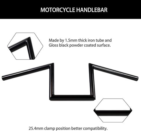 Motorcycle Handlebar 2.5" Rise 1 Inch Ape Hanger 25.4mm Bars for Harley Sportster Softail Dyna For Yamaha Suzuki Kawasaki Chopper Cruisers Bobber Cafe Racer custom Bike in Kuwait