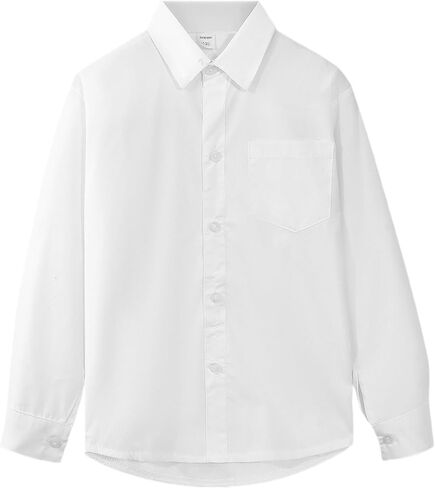 Boys Long Sleeve Dress Shirts Formal Solid Shirts Kids Casual Button Down Shirts with Chest Pocket in Saudi Arabia