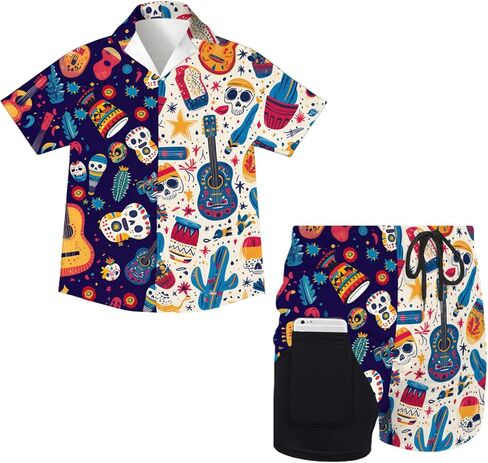 Boys Hawaiian Shirt and Short Set 2 Pieces Summer Toddler Outfit for Beach in Saudi Arabia