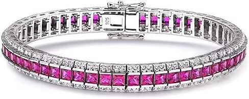 Women's Classic 5mm 7mm Width Tennis Bracelet, 925 Sterling Silver Round or Emerald Cut Natural Birthstone Tennis Bracelets Best Jewely Gift 7.25 Inch in Saudi Arabia