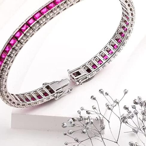 Women's Classic 5mm 7mm Width Tennis Bracelet, 925 Sterling Silver Round or Emerald Cut Natural Birthstone Tennis Bracelets Best Jewely Gift 7.25 Inch in Saudi Arabia