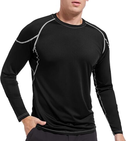 LIN PERFORMANCE Men's Long Sleeve Compression Shirts Athletic Workout Shirt Undershirt Base Layer Top Quick Dry in Kuwait