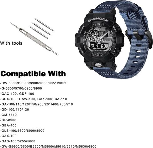 فرقة ساعة نايلون على الطراز العسكري متوافق مع Casio G-Shock DW-5600/8900 ، GA-100/GW-B5600/GB-5600/GW-6900 ، حزام مراقبة نايلون من نايلون ، نايلون ، النايلون ، شريط بديل ناعم للغاية لـ DW-5600/GA-100 in Kuwait