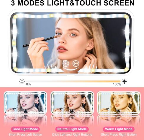 Car Sun Visor Vanity Mirror, Rechargeable Car Mirror with 78 LEDs, Dimmable Touch Control, 3 Light Modes, Universal Fit for Cars & Trucks–Ideal Accessories for Women & Girls (Black) in Saudi Arabia