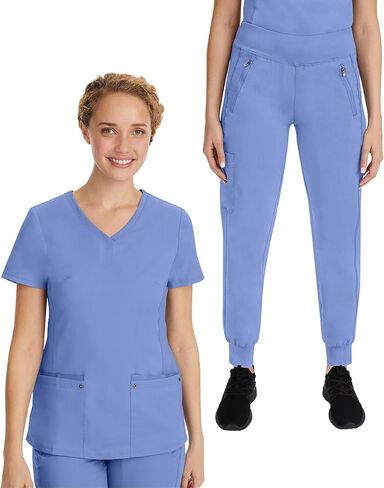 Healing Hands Scrub Set for Women Yoga Collection Juliet Top 2245 Juliet with Tara Scrub Pants 9233 with 2-Way Stretch Fabric, Ceil- XL Top/XL Pant in Saudi Arabia