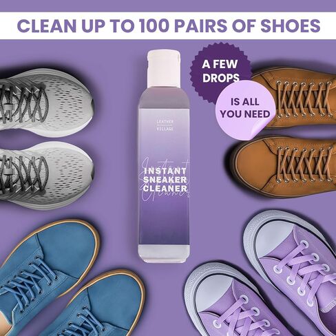 LEATHER VILLAGE Shoe Cleaner Kit with Brush – All-Natural, Chemical-Free, Safe for Nubuck, Canvas, Suede & Mesh Sneaker Shoes in Saudi Arabia