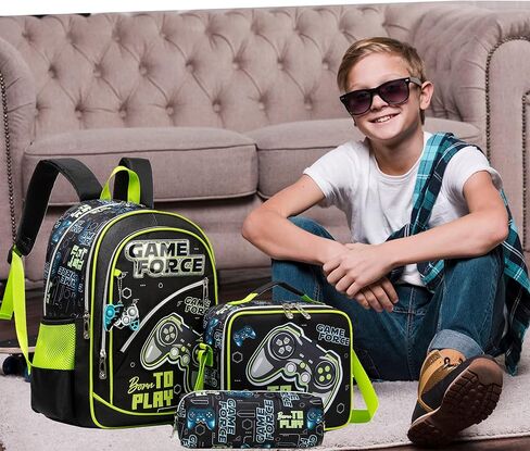 Meetbelify Backpacks for Boys School Backpacks for Elementary Students Ages 8-10 Kids Aesthetic Travel Backpack Laptop Bookbag with Lunch Box Pencil Case 3 in 1 Backpack Set for Boys in Kuwait