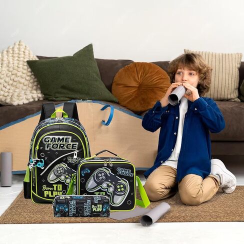 Meetbelify Backpacks for Boys School Backpacks for Elementary Students Ages 8-10 Kids Aesthetic Travel Backpack Laptop Bookbag with Lunch Box Pencil Case 3 in 1 Backpack Set for Boys in Kuwait